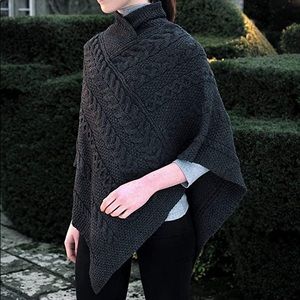 INIS Crafts Chunky Cable Knit Poncho Sweater